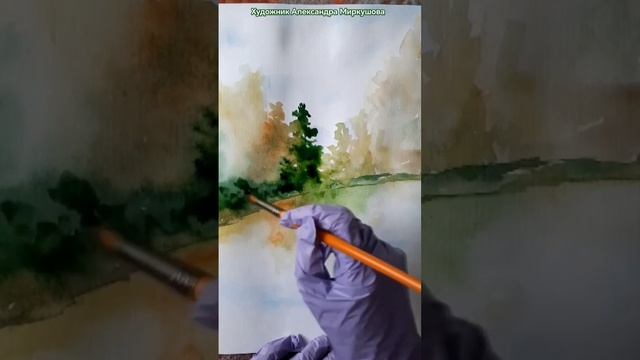 Как с помощью точек нарисовать траву. Художник Александра Миркушова