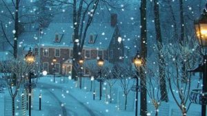 Дом, зима, фонари. Новогодний футаж. Зимний футаж. Красивый футаж для видео.