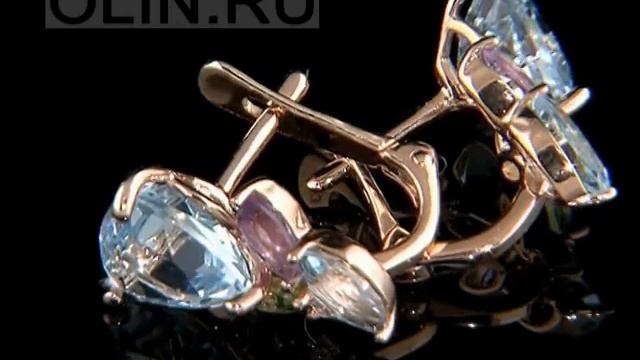 Серьги с натуральными цветными камнями