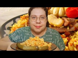 Мукбанг Плов, Маринованные огурчики/Mukbang