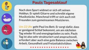 Pauls Tagesablauf auf Niveau C1.