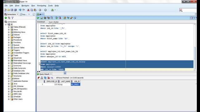 Oracle SQL Video Tutorial 12  : Logical conditions AND ,OR ,NOT IN operators
