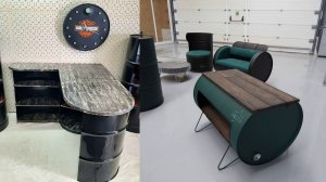 Крафтовая мебель из старых железных бочек