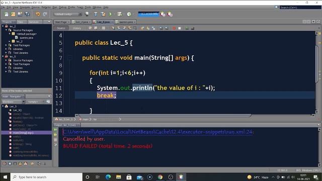 LEC:13 | Break and Continue Keywords in JAVA