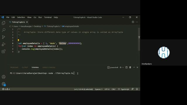 Angular Tutorial - 24 | TypeScript Tuple | HireRankers