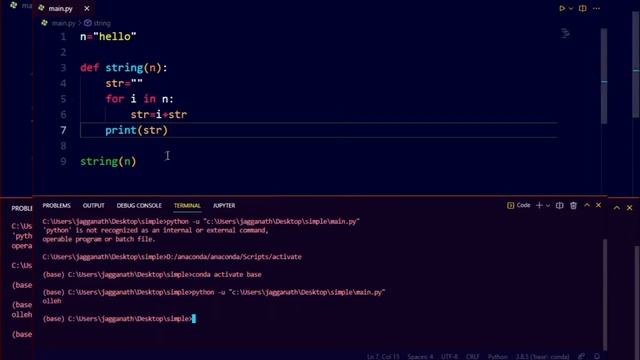 Reverse String without using inbuilt function Python | interview question #pythonfunction #python