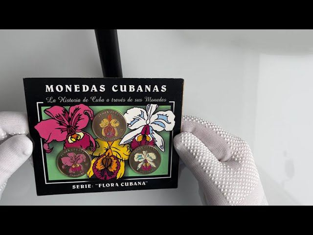 1 песо Куба 2001 3 монеты Карибская флора - Буклет