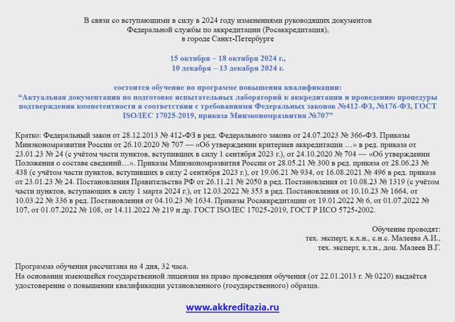 Подтверждение компетентности испытательной лаборатории в 2024 году (осень), СПб
