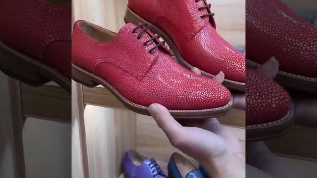 Дерби мужские, из натуральной полированной кожи морского ската!