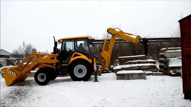 РАБОТА ЭКСКАВАТОРА-ПОГРУЗЧИКА ДЭМ 310 ГИДРОМОЛОТОМ HAMMER HB вертикально и горизонтально смотреть онлайн
