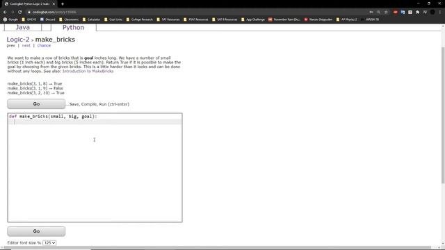 Logic-2 (make_bricks) Python Tutorial || Codingbat.com