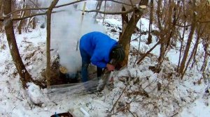 Баня в лесу. Баня из стрейч пленки. DIY.