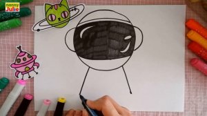 VERY EASY lesson in drawing a astronaut for children from 5 years old | Drawing and coloring