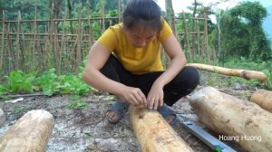The process of Building Wooden Kitchen  in the forest | Hoang Huong