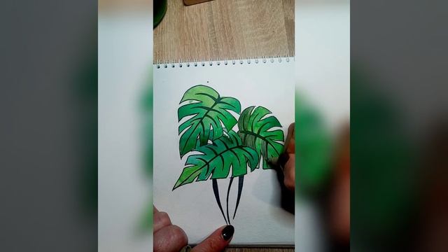 Рисуем листья для #цветоябрь2020 #зеленыелистья #листья #зеленый