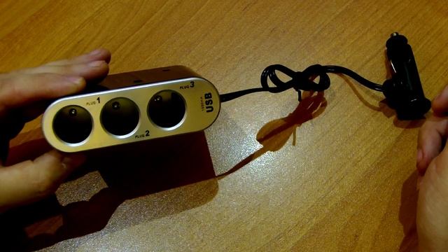 Тройник+USB зарядное в прикуриватель авто с Aliexpress. смотреть онлайн