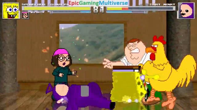 SpongeBob SquarePants And Family Guy Characters VS Tinky-Winky In A MUGEN Match / Battle / Fight смотреть онлайн