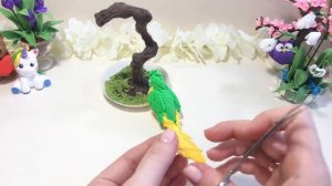 Попугай из воздушного пластилина . Идея для лепки. #птицы #new #diy #plastic #попугай #поделки #иде