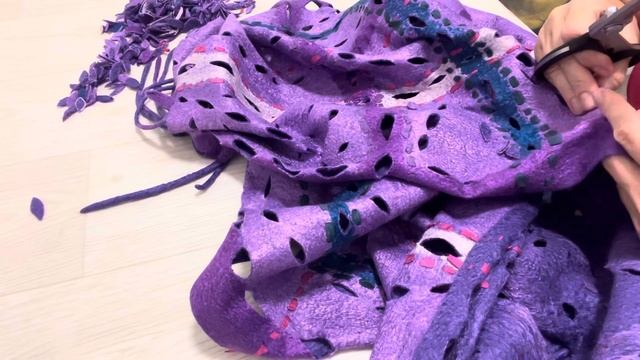 Wool Lilac Shawl, Felted Scarf, Women Accessories, Beautiful gift for mother смотреть онлайн