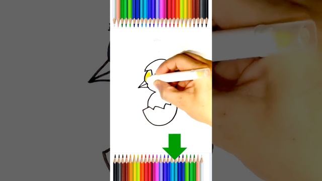 How to draw a CHICKEN /Как нарисовать БЫСТРО ЦЫПЛЁНКА для детей #Shorts