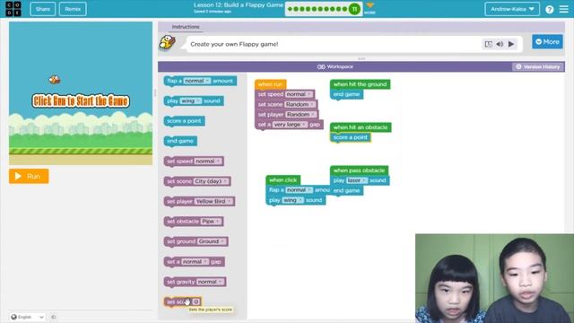 How to Code FLAPPY BIRD in Code.org: Build a Flappy Game in Course C Lesson 12: Puzzle 10-11