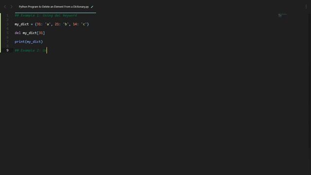 Delete an Element From a Dictionary in Python | Python Examples | Python Coding Tutorial | Intervie