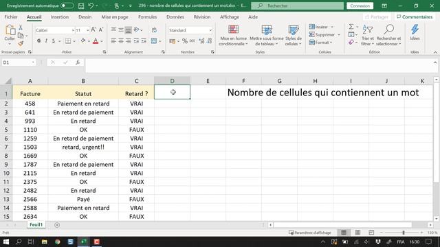 Excel - Calculer le nombre de cellules qui contiennent un mot - Formule Contient sur Excel смотреть онлайн