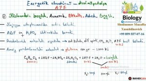 Energiya almashinuvi — dissimilyatsiya. ATF. 2-dars