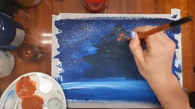 Как нарисовать елку с детьми. Как нарисовать елку легко. Рисуем зимний пейзаж. Елка красками. смотреть онлайн