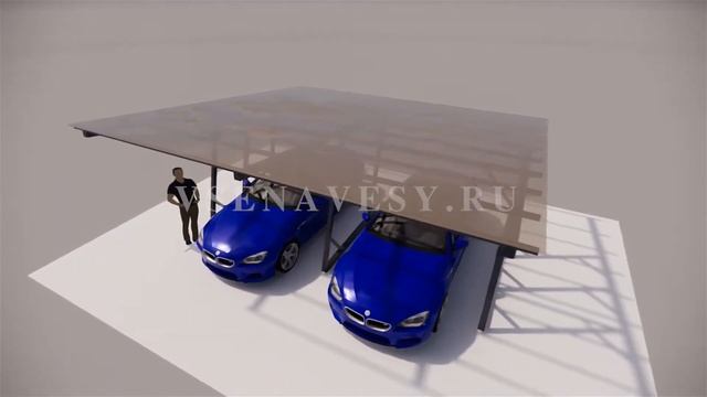 Оригинальный навес из металла для автомобилей с односкатной кровлей (cantilever carport)