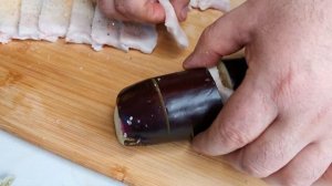 Баклажаны с салом на мангале,