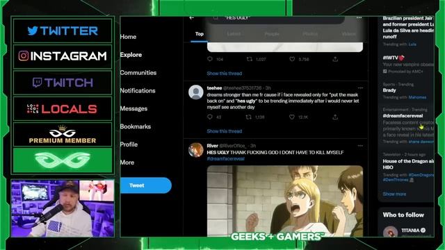 "He's Ugly" Trends on Twitter After Minecraft YouTuber Dream Gives Face Reveal