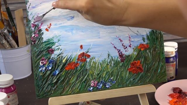 ? Очень простой и красивый пейзаж для начинающих "Летний луг". Мастер-класс от Удовиной Наташи. смотреть онлайн