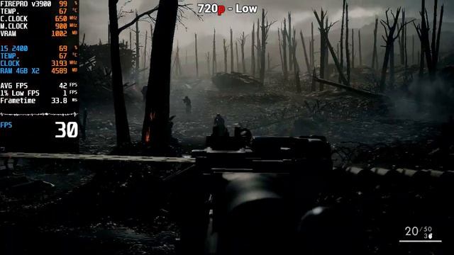 AMD FirePro V3900 | Battlefield 1 | i5 2400 | 720p, low смотреть онлайн