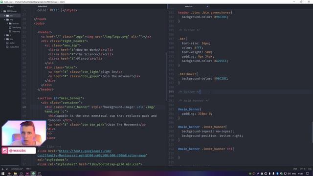 Верстка главного баннера на сайте // Верстка сайта с нуля по частицам // HTML5 и CSS3