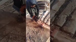 Забор из горбыля.