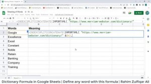 Dictionary Formula in Google Sheets