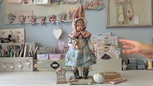 Авторская кукла из запекаемого пластика в антикварном стиле.