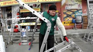 Видео обзор лестница трансформер 4х3 Werk-Верк (шарнирная алюминиевая)