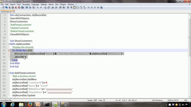 VBScript SQL Query-VBScript Sql Connection-Vbscript SQL Server-Vbscript Database SQL-Database Recor