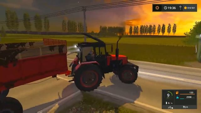 Farming Simulator 2017. Трактор Беларус МТЗ 1221.2 Навозоразбрасыватель ПРТ-10. смотреть онлайн