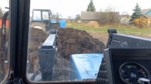 Внесение органики РОУ-6 на МТЗ-82. Погрузка МТЗ-82П с TURS-1500.