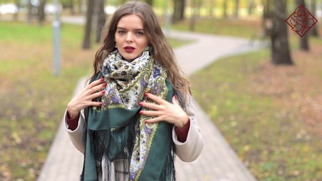 Платок шерстяной с шелковой бахромой "Изюминка", вид 10