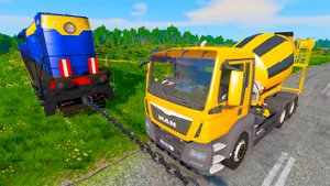 Автомобили против цепи - BeamNG Drive #1