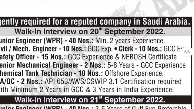 Dubai job vacancy 2022 | Gulf job vacancy 2022 | Malta job vacancy for Indian 2022