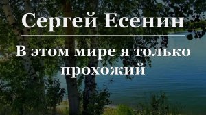 Сергей Есенин - В этом мире я только прохожий