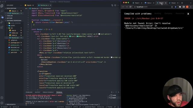 Headless UI - Build A Drodown Menu in React Using HeadlessUI & Tailwind CSS смотреть онлайн