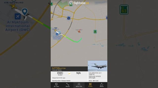 VistaJet Malta Bombardier Global 6000 [9H-VJC] takeoff from DWC Airport