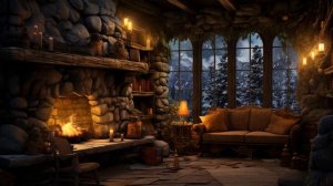Fireplace Snowstorm Night ASMR | Cozy Cabin Ambience for Relaxing Sleep & Tranquility