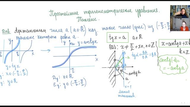 Т08_Простейшие тригонометрические уравнения. Арктангенс смотреть онлайн